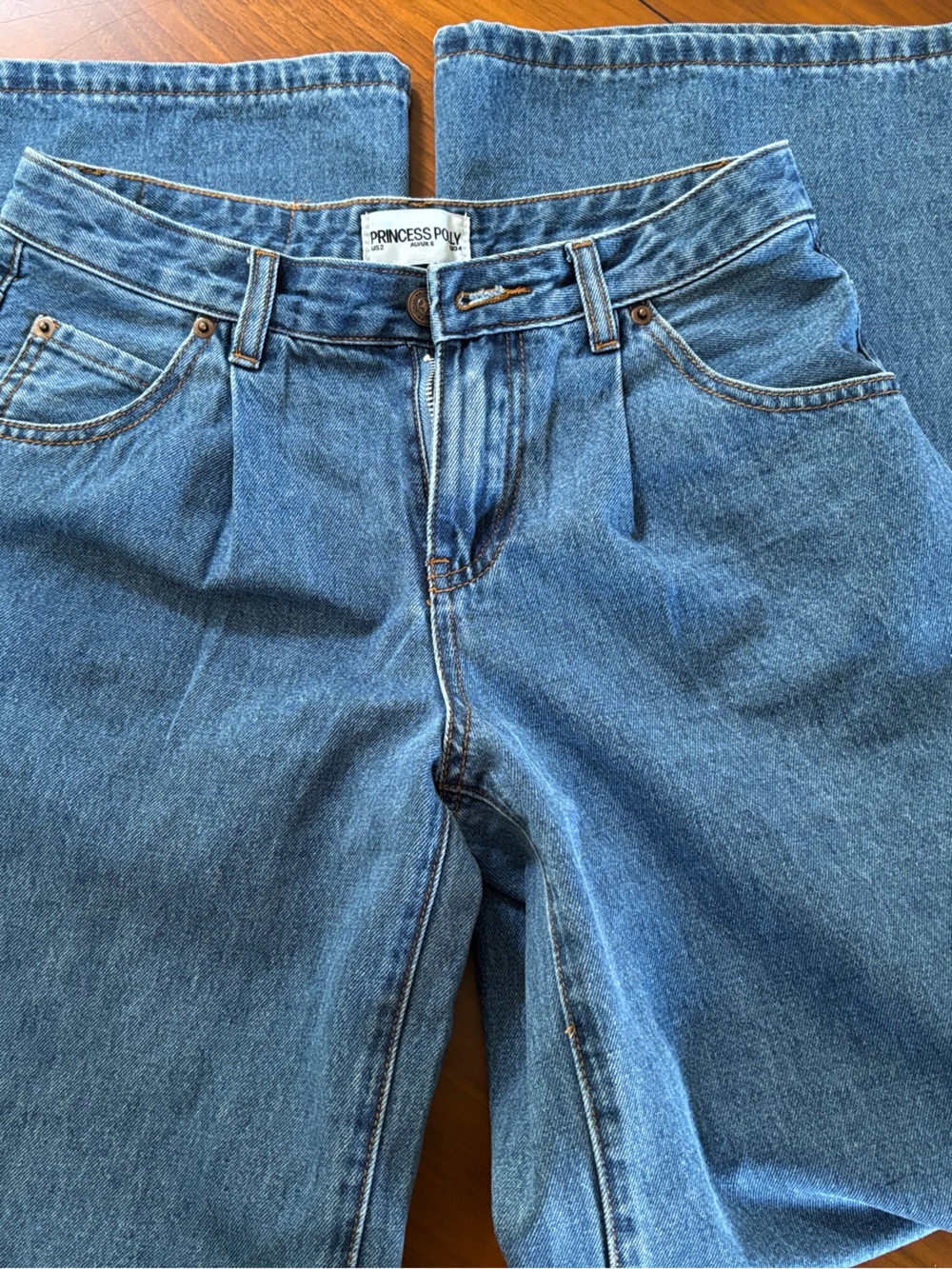 Princess Polly High-Rise Wide Leg Blue Denim Jeans
